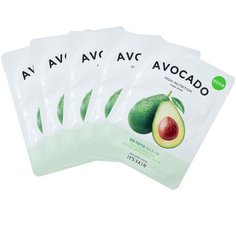 Its Skin Набор смягчающих тканевых масок для лица с маслом авакадо The Fresh Avocado Mask Sheet 21 г*5шт