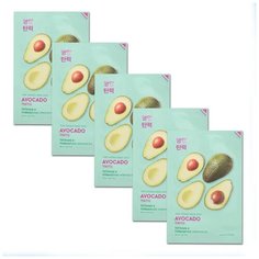Holika Holika Набор смягчающих тканевых масок с авакадо Pure Essence Mask Sheet Avocado 20 мл*5 шт