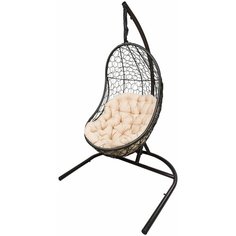 Кресло подвесное ВЕГА, цвет темно-коричневый, подушка – бежевый ЭкоДизайн