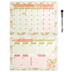 Планер магнитный 2 в 1, "Пионы", на месяц А3, неделя с заметками А3, маркер с магнитом и стирателем, Дарите подарок, planner_peonies_А3х2_2_pda_3 ДАРИТЕПОДАРОК.РФ