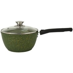 Кастрюля KUKMARA Trendy style malachite литая 1,5 л со съёмной ручкой и стеклянной крышкой