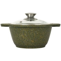 Кастрюля KUKMARA Trendy style malachite литая 1,0 л со стеклянной крышкой