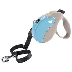 Поводок-рулетка для собак Ferplast Amigo cord L бежевый/голубой 5 м