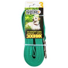 Поводок для собак Зооник капрон+латексная нить двойная зеленый 3 м 20 мм