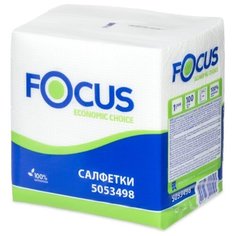 Салфетка бумажная БЕЛАЯ 24х24 см 1-сл 100 шт/уп FOCUS