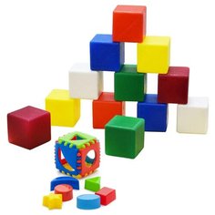 Набор развивающий: Игрушка "Кубик логический малый" арт. 40-0011 + Набор "Кубики большие", 12 дет. арт. К-002 Karolina Toys