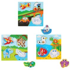 Набор вкладышей-пазлов, 3 шт (Море, Джунгли, Транспорт) Mapacha