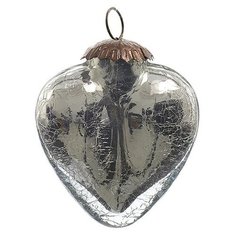 Елочное украшение РОЖДЕСТВЕНСКОЕ СЕРДЦЕ, серебряное, 7.5 см, Kaemingk 190201