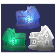 Домик ИЗБУШКА с LED - светодиодной подсветкой (RGB), 7,5х5х7,2 см, на батарейке, SNOWHOUSE GM3215-8