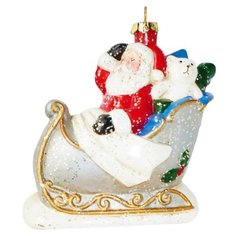 Ёлочная игрушка ДЕД МОРОЗ В САНЯХ, пластик, 10.6х5.8х10.4 см, Новогодняя сказка 973139