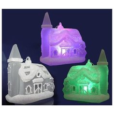 Домик ШАЛЕ с LED - светодиодной подсветкой (RGB), 10х7х11 см, на батарейке, SNOWHOUSE GM3202-4