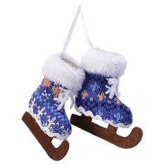 Ёлочная игрушка КОНЬКИ СКАНДИ, полиэстер, голубые, 3.5x7x7 см, Kaemingk 611909-голубые