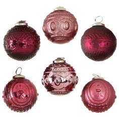 Набор коллекционных ёлочных шаров ПРИДВОРНЫЙ МЕНУЭТ, стекло, розовый и бордовый, 8 см, упаковка 6 шт., Boltze 1016988-bo
