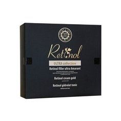 Косметический подарочный набор Здоровье и Комфорт "RETINOL ULTRA COLLECTION", органическая косметика; омолаживающий крем-филлер для лица Retinol filler ultra Amarant, крем для век и губ Retinol сream gold, тоник для лица Retinol gidrolat tonic, 131 г