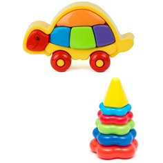 Набор развивающий: Логическая черепашка + Пирамида детская малая KAROLINA TOYS