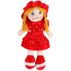 Кукла детская для девочек мягкая ТМ "Amore Bello", на батарейках, фразы на русском языке, стихотворение, песенка.Цвет красный