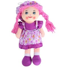 Кукла детская для девочек мягкая ТМ "Amore Bello", на батарейках, фразы на русском языке, стихотворение, песенка,цвет фиолетовый.