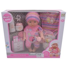 Игровой набор"Мой малыш", звук, в комплекте кукла-пупс 32см, предм.9шт, эл.пит.AG13х3шт. вх. в компл. Shantoy Gepay 8019-2A2 Наша Игрушка