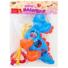 Каталка-сортер с ручкой Динозаврик, 5 деталей, двигает лапами Shantoy Gepay M8823 Наша Игрушка