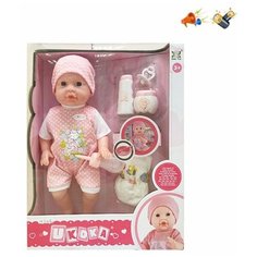 Игровой набор Мой малыш, в комплекте кукла-пупс 40см,пьет,писает,звук,предм.5шт.,эл.пит.AG13х3шт. вх.в компл. Shantoy Gepay 200441819 Наша Игрушка