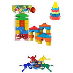 Набор развивающий: Пирамида детская малая + Мягкий конструктор для малышей "КНОПИК" 14 дет. + Команда КВА №1 БИПЛАНТ