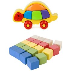 Набор развивающий: Логическая черепашка + Набор для конструирования "Кубики" 20 кубиков Мишка Кострома