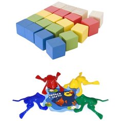 Набор развивающий: Набор для конструирования "Кубики" 20 кубиков + Команда КВА №1 Мишка Кострома