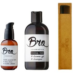 Набор Bro Cosmetics №2.3 // бальзам для лица и бороды, sport шампунь-гель для душа 2 в 1, расческа в чехле Brocosmetics