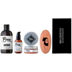 Подарочный набор Bro Cosmetics №4.2 // помада для укладки волос, бальзам для лица и бороды, sport шампунь-гель для душа, щётка для бороды, подарочная упаковка Brocosmetics