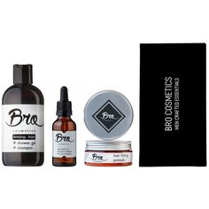 Подарочный набор Bro Cosmetics №5.4 // помада для укладки волос, масло для бороды, sport шампунь-гель для душа, подарочная упаковка Brocosmetics