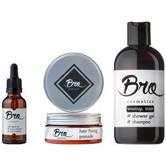 Набор Bro Cosmetics №5.4 // помада для укладки волос, масло для бороды, sport шампунь-гель 2 в 1 Brocosmetics