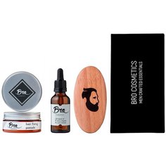 Подарочный набор Bro Cosmetics №1.1 // помада для укладки волос, масло для бороды, щётка для бороды, подарочная упаковка Brocosmetics