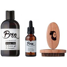 Набор Bro Cosmetics №2.1 // масло для бороды, sport шампунь-гель для душа, щётка для бороды Brocosmetics