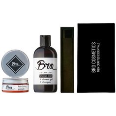 Подарочный набор Bro Cosmetics №3.0 // помада для укладки волос, sport шампунь-гель для душа, расческа в чехле, подарочная упаковка Brocosmetics