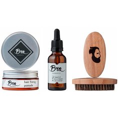 Набор Bro Cosmetics №1.1 // помада для волос, масло для бороды, щётка для бороды Brocosmetics