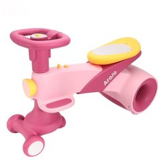 Детская каталка-толокар Arolo 3в1 с безопасными колесами, встроенной музыкой и фонарем, цвет фламинго