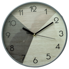 Часы настенные круглые Home art 27х27х4,2см белый, черный, серый Olaff