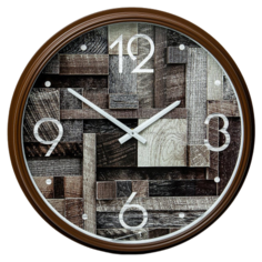 Часы настенные круглые Home art 40х40х4,5см белый, серый, коричневый Olaff