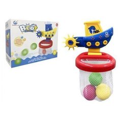 Игрушка для ванны ABtoys Веселое купание, Кораблик с корзиной и 3 мячиками, для водного баскетбола (PT-01504)