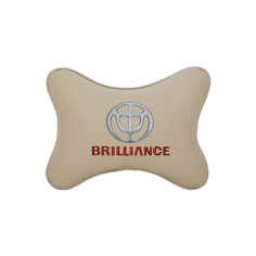 Подушка на подголовник экокожа Beige BRILLIANCE Vital Technologies