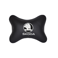 Подушка на подголовник экокожа Black (белая) SKODA Vital Technologies