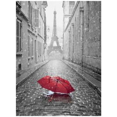 Фотообои флизелиновые Design Studio 3D Дождь в Париже 2х2.7м серый/красный