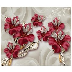 Фотообои флизелиновые Design Studio 3D Драгоценные лилии 3х2.5м бордовый/бежевый