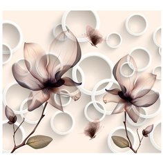 Фотообои латекс на флизелиновой основе Design Studio 3D Абстрактные магнолии 3х2.7м белый/розовый