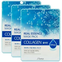 Juno тканевая маска Real Essence Mask Pack с коллагеном, 25 мл, 3 шт.