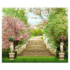 Фотообои 3D "Лестница в весеннем парке" 300x250 (ШхВ)