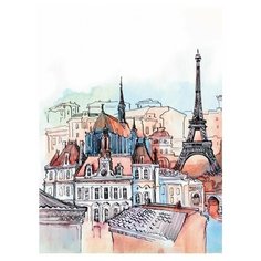 Фотообои 3D "Париж акварелью" 200 x 270 (ШxВ)