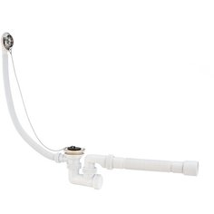 Сифон для ванн УНИВЕРСАЛ с нержавеющими чашками D70 мм и гибкой трубой (1 1/2 - D40 мм), VIRPlast (Россия), арт 30982420