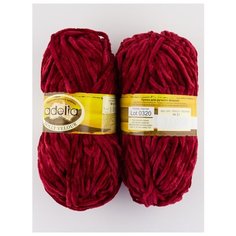 Пряжа "DOLLY VELOUR" 100г, 93м, (2 мотка), Adelia, №21 красный