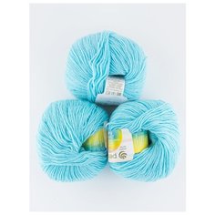Пряжа "Детский каприз" 50г, 225м (3 мотка)., Пехорский текстиль, 222-Голубая бирюза Пехорка
